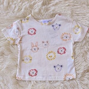 Zara Kids Animal Print Tee - White 9-12M